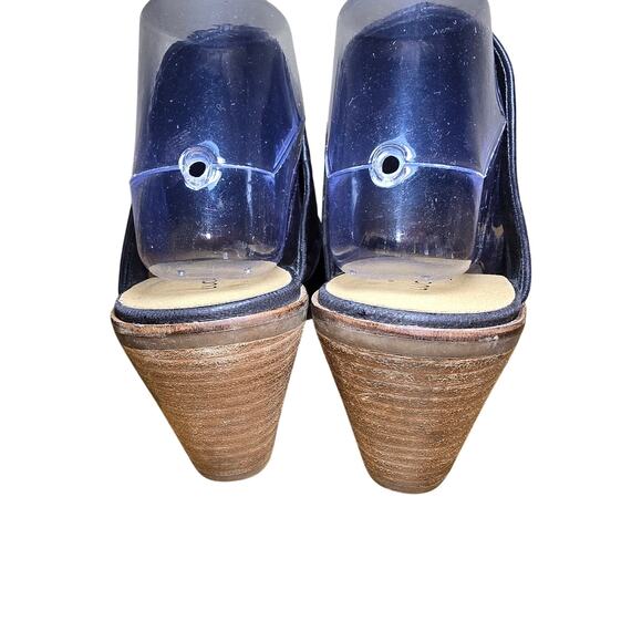 Lucky Brand Orinthia Leather Black Amsterdam Mules Slides Block Heel Size 8.5 M - Picture 5 of 8